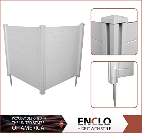 Enclo Privacy Screens ZP19014 No Dig Premium Full-Coverage White Vinyl Privacy Fence Screen Kit, 48" W x 48" H, Perfect to Enclose Trash Bins and A/C Units (2-Panels)