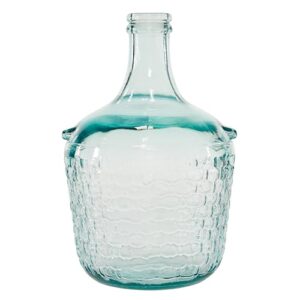 deco 79 recycled glass handmade spanish vase with bubble texture, 8" x 8" x 12", clear