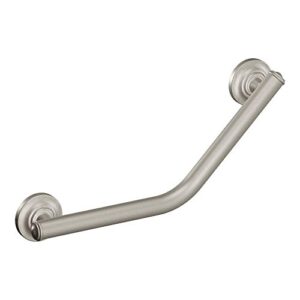 Moen Brushed Nickel Bathroom Safety 16-Inch Stainless Steel Angled Shower Grab Bar for Handicapped or Elderly, RA8716D1GBN