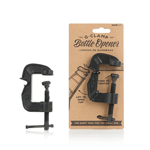 Suck UK Bottle Opener G-Clamp | Beer Bottle Opener & Beer Gifts For Men | Cast Iron Bar Accessories Or Man Cave Accessories | Novelty Bottle Openers & Kitchen Gadgets | Bar Supplies & Bartender Tools