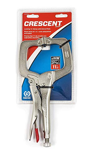 Crescent 11" Locking C-Clamp with Swivel Pad Tips - Carded - C11CCSVN , Red