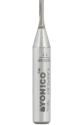 YONICO Router Bits Straight Bit Solid Carbide Insert 1/16-Inch Diameter 1/4-Inch Shank 14002q