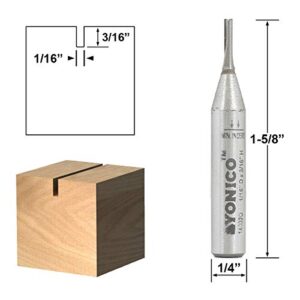 YONICO Router Bits Straight Bit Solid Carbide Insert 1/16-Inch Diameter 1/4-Inch Shank 14002q