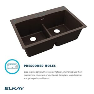 Elkay Quartz Classic ELGDLB3322WH0 Equal Double Bowl Drop-in Sink with Aqua Divide, White