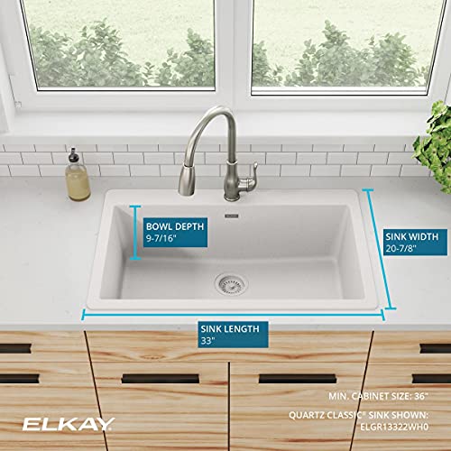 Elkay Quartz Classic ELGR13322WH0 White Single Bowl Top Mount Sink