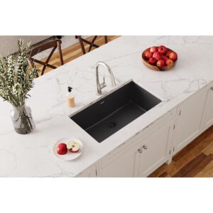 Elkay Quartz Classic ELGRU13322BK0 Black Single Bowl Undermount Sink