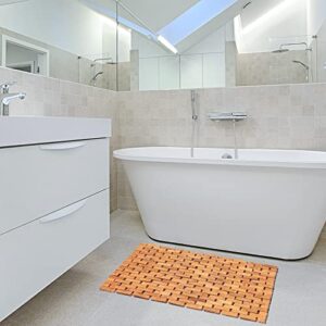 Bamboo Bath Mat for Shower Spa Sauna with Non Slip Feet | Indoor Use for Kitchen Bedroom Bathroom Toilet Doormat Pet Mat | (23.6 x 16)