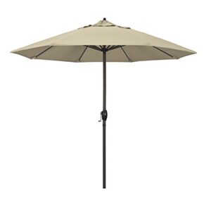 california umbrella 9' rd sunbrella aluminum patio umbrella, crank lift, auto tilt, bronze pole, antique beige