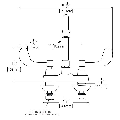 Speakman SC-3084-LD-E Commander Centerset Faucet with 4" Wrist Blade Handles, Chrome