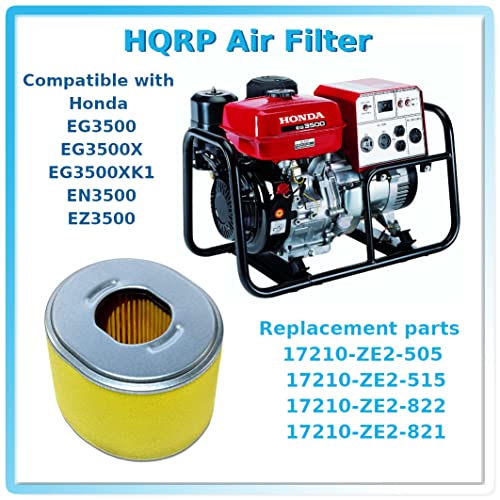 HQRP Filter Element Combo compatible with Honda EG3500 EG3500X EG3500XK1 EN3500 EZ3500 Generator / FR800 Rottotiller, parts 17210-ZE2-505 17210-ZE2-515 17210-ZE2-822 17210-ZE2-821 Replacement