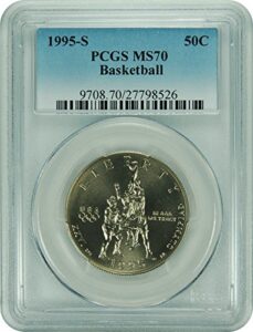1995 s commemorative basketball faded label (1/2) ms70 pcgs