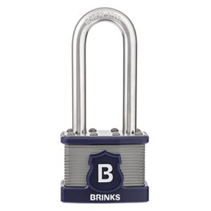 BRINKS - 44mm XT Series Commercial Laminated Steel Padlock with 2 3/8" Shackle, 2-Pack - Weather Resistant and Hardened Boron Steel Shackle