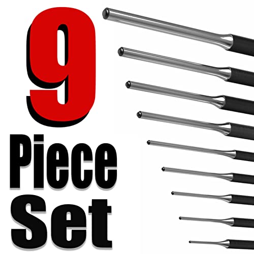 TuffMan Tools, Roll Pin Punch Set 9pc - Great for Gun Building and Removing Pins