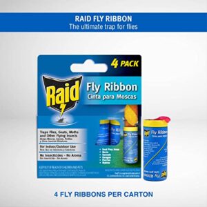 Raid® Fly Ribbon, Fly Traps for Indoors and Outdoors, 4 Pack