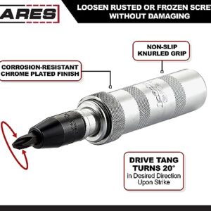 ARES 70006-3/8-Inch Drive Manual Reversible Impact Driver - Flathead 5/16-Inch, 3/8-Inch, and Phillips 2, 3 Bits Cover Most Common Applications - Disengage Rusted Fasteners or Frozen Bolts