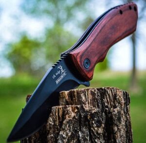 8" elk ridge wood hunting spring assisted open gentleman folding pocket knife