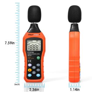 Protmex PT6708 Sound Level Meter, Digital Decibel Reader Measurement, Range 30-130 dB, Accuracy 1.5dB Noise Meter with Large LCD Screen Display, Fast and Slow Selection (Batteries Include)