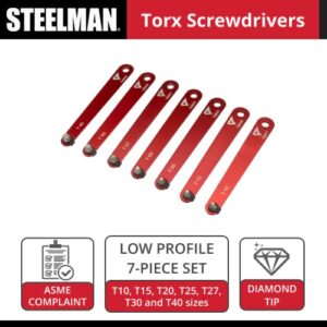 STEELMAN PRO 78936 7-Piece Diamond Tipped Low Profile Torx Screwdriver Set