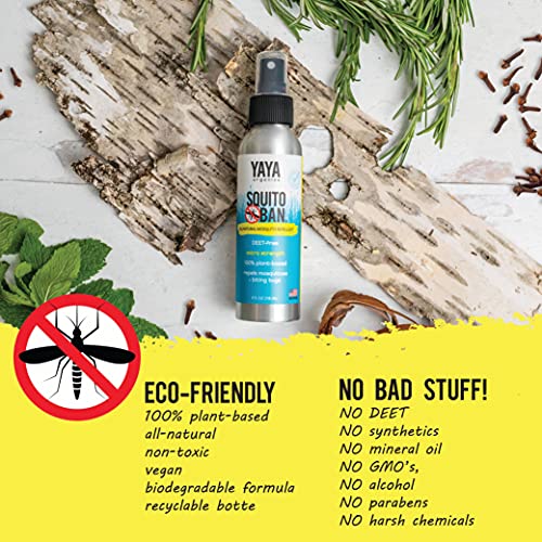 YAYA Organics Tick Ban + Squito Ban Duo Pack | All Natural Tick Repellent and Mosquito Spray Made with Essential Oils, Deet-Free | 2 4oz Spray Bottles