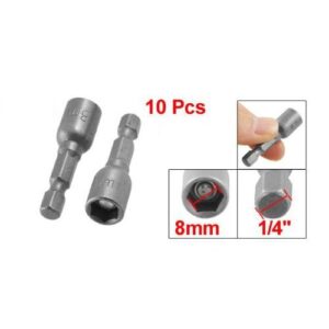 Hex Magnetic Power 8mm 5/16 Socket Adapter Drill Bit Nut Driver Set 1/4 inch Hex for Power Tools, 10-Piece