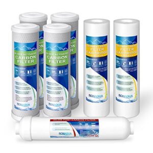7pk filters premier 1-year 5-stage reverse osmosis replacement filter kit 5 micron sediment, activated carbon filter cartridges and inline post filter well-matched with wfpfc8002, p5, ap110