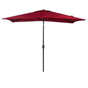 abba patio rectangular patio umbrella outdoor market table umbrella with push button tilt and crank for garden, lawn, deck, backyard & pool, 6.6 by 9.8 ft, red