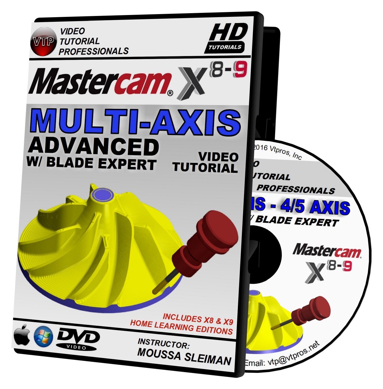 Mastercam X8-X9 2D Mill, 3D Advanced Mill, Lathe & C-Y Axis, Solids, & Multi-axis Beginner Video Tutorial Training Bundle