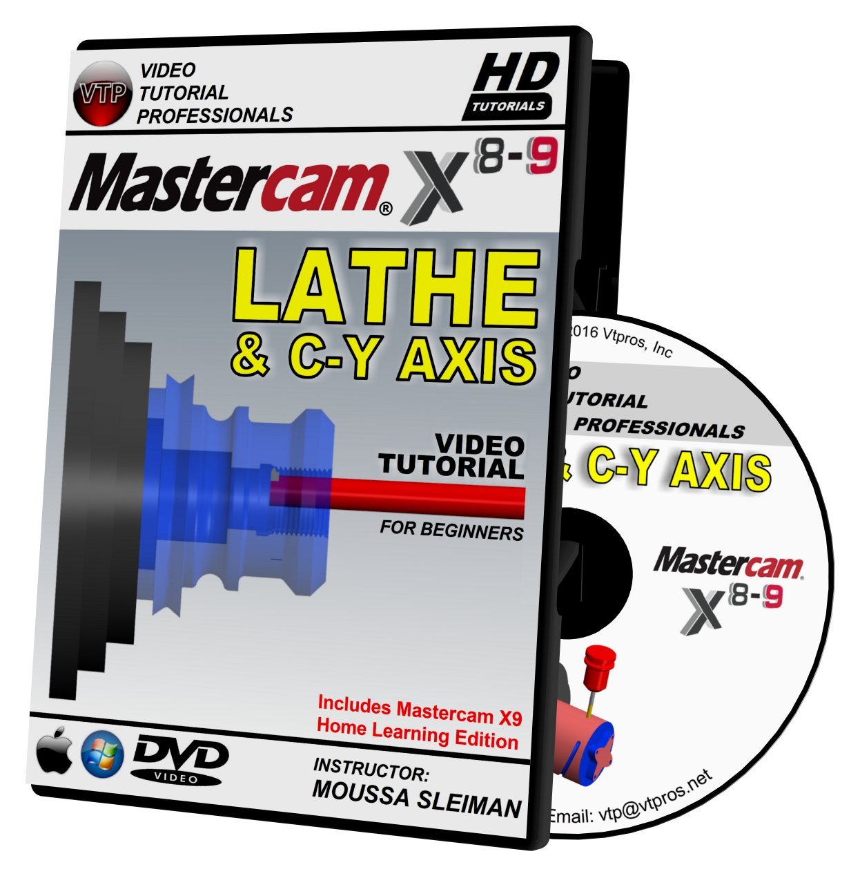 Mastercam X8-X9 2D Mill, 3D Advanced Mill, Lathe & C-Y Axis, Solids, & Multi-axis Beginner Video Tutorial Training Bundle