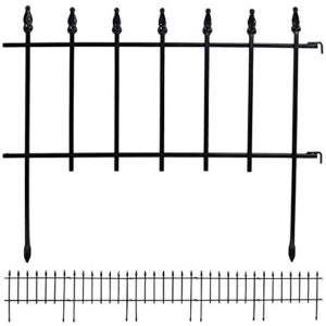 Sunnydaze Roman 9-Foot 5-Panel Iron Wire Border Fence Set - 22 Inches W x 18 Inches H Per Piece - Black