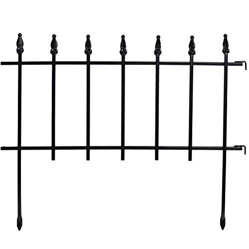 Sunnydaze Roman 9-Foot 5-Panel Iron Wire Border Fence Set - 22 Inches W x 18 Inches H Per Piece - Black