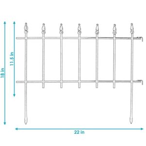 Sunnydaze Roman 9-Foot 5-Panel Iron Wire Border Fence Set - 22 Inches W x 18 Inches H Per Piece - Black
