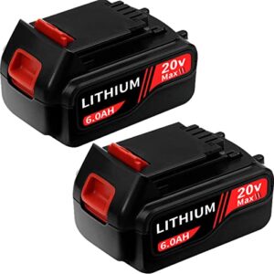 2 pack 6.0ah battery replacement for 20v battery max lithium ion battery
