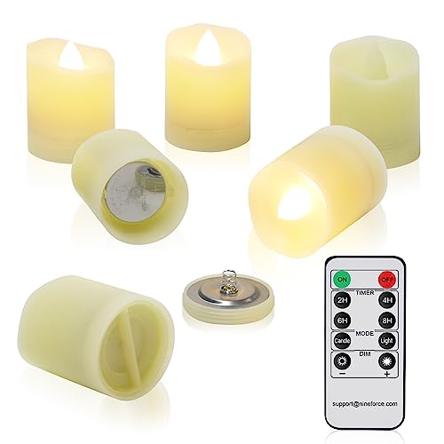 Flameless Candles Tea Lights Candles with Remote, Battery Operated Candles LED TeaLights with Timer Votive Candles Unscented Outdoor Warm White Fake Candles Flickering Candles 200 Hours,6 Set x 1.8"