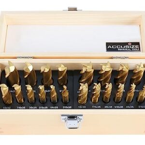 Accusize Industrial Tools 20 Pc Hss Tin Coated End Mill Set, 2 Flute and 4 Flute, Cutting Diameter from 3/16'' up to 3/4'', 1810-0100
