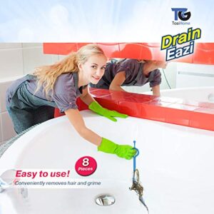 DRAIN EAZI TasiHome Best Hygienic Disposable Hair Catcher and in-Drain Hair Collector for All Showers, Baths, Basins 8 Pack