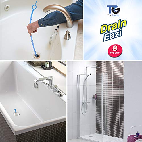 DRAIN EAZI TasiHome Best Hygienic Disposable Hair Catcher and in-Drain Hair Collector for All Showers, Baths, Basins 8 Pack
