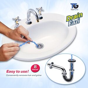 DRAIN EAZI TasiHome Best Hygienic Disposable Hair Catcher and in-Drain Hair Collector for All Showers, Baths, Basins 8 Pack