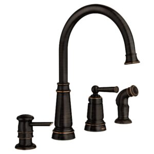 moen 87042brb edison one-handle high arc kitchen faucet, mediterranean bronze