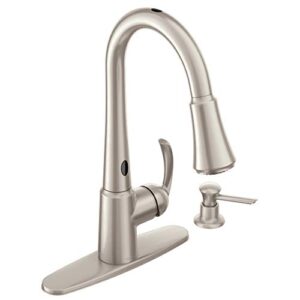 moen 87359e2srs delaney one-handle high arc pulldown kitchen faucet, spot resist stainless