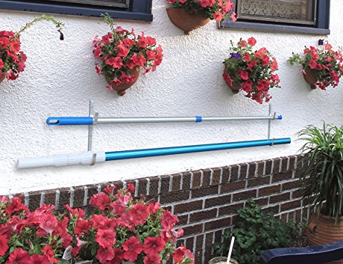 Aquatix Pro Pool Pole Hanger Premium 2pc Aluminium Holder Set, Ideal Hooks for Telescopic Poles, Skimmers, Leaf Rakes, Nets, Brushes, Vacuum Hose, Garden Tools and Swimming Pool Accessories (1)