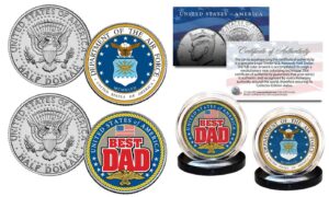 air force - fathers day best dad military 2-coin u.s jfk kennedy half dollar set