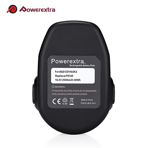 Powerextra 2500mah 14.4V Replacement Battery for Black & Decker PS140 FireStorm 14.4-Volt NiMH Pod Style Battery Black and Decker 14.4v Battery