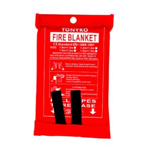 Tonyko Fiberglass Fire Blanket for Emergency Surival, Flame Retardant Protection and Heat Insulation with Various Sizes (39.3×39.3 inches)