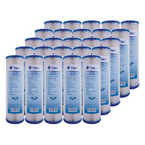tier1 20 micron 10 inch x 2.5 inch | 25-pack pleated cellulose whole house sediment water filter replacement cartridge | compatible with pentek s1, ge fxwpc, 155001-43, home water filter