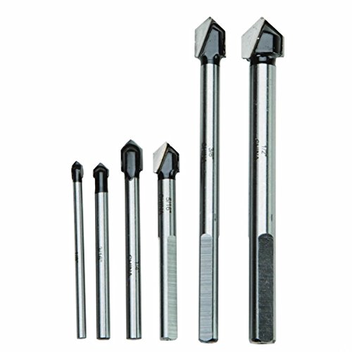 6 Pc Drill Bit Set Kit for Drilling Glass Tile Ceramic Plastic Plexiglass