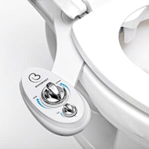 Boss Bidet Luxury White Blue - Bidet Attachment for Toilet Seat - Dual Nozzles, Self-Cleaning, Non-Electric Water Sprayer, Save Money On Toilet Paper and Reduce Waste