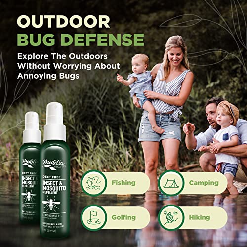 Medella Naturals Insect & Mosquito Repellent, DEET-Free Naturally Derived Formula, Kid and Pet Friendly, Made in The USA, 2 Ounce Spray Bottle