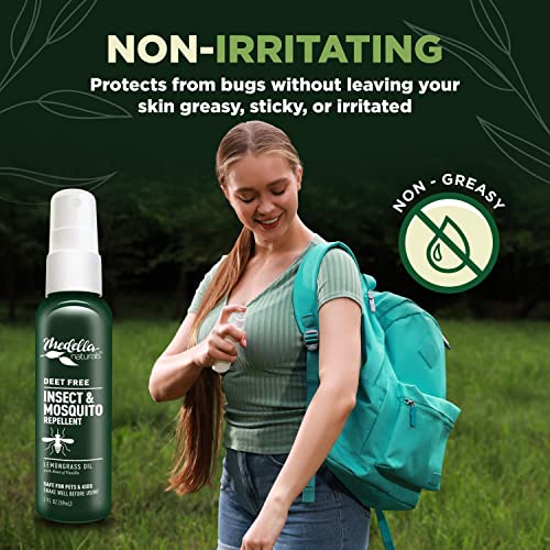 Medella Naturals Insect & Mosquito Repellent, DEET-Free Naturally Derived Formula, Kid and Pet Friendly, Made in The USA, 2 Ounce Spray Bottle