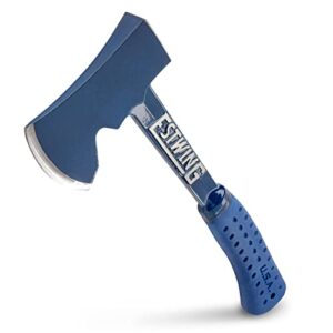 estwing camper's axe - 14" hatchet with forged steel construction & shock reduction grip - e6-25a