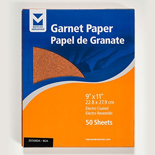 Mercer Industries 205080A - 9 x 11 Garnet Paper Sheets, Grit 80A (50 pack)